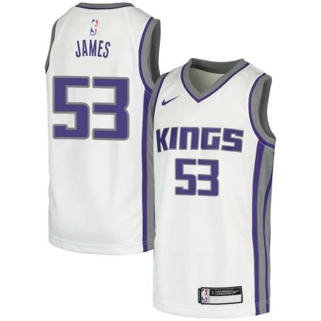 White Jerome James Kings #53 Twill Basketball Jersey FREE SHIPPING