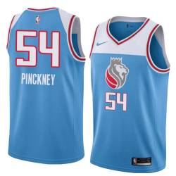 18-19_Light_Blue Ed Pinckney Kings #54 Twill Basketball Jersey FREE SHIPPING