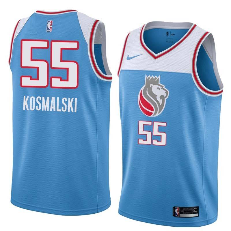 18-19_Light_Blue Len Kosmalski Kings #55 Twill Basketball Jersey FREE SHIPPING