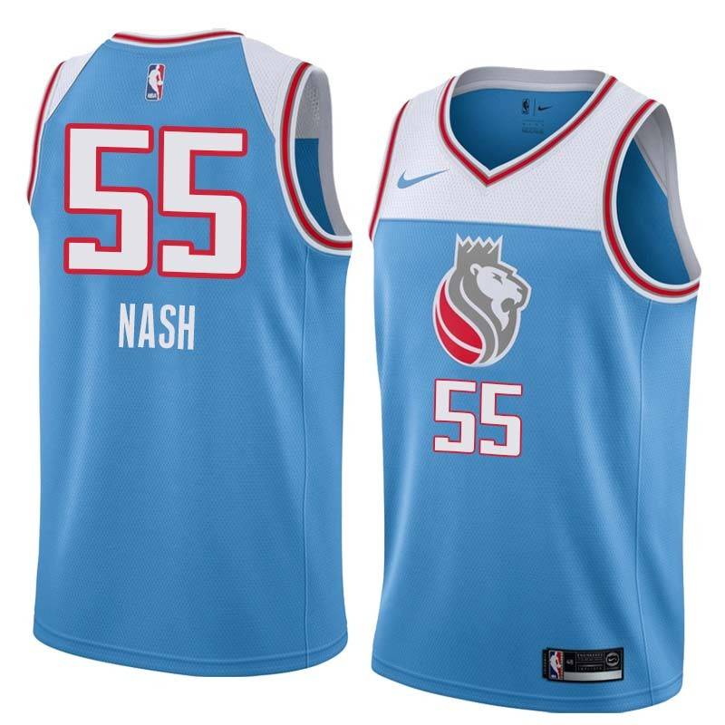 18-19_Light_Blue Bob Nash Kings #55 Twill Basketball Jersey FREE SHIPPING