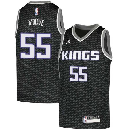 Black Hamady N'Diaye Kings #55 Twill Basketball Jersey FREE SHIPPING