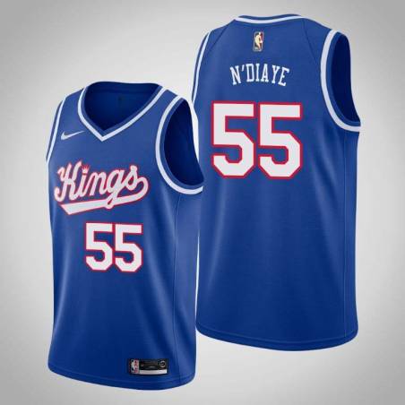 Blue_Throwback Hamady N'Diaye Kings #55 Twill Basketball Jersey FREE SHIPPING