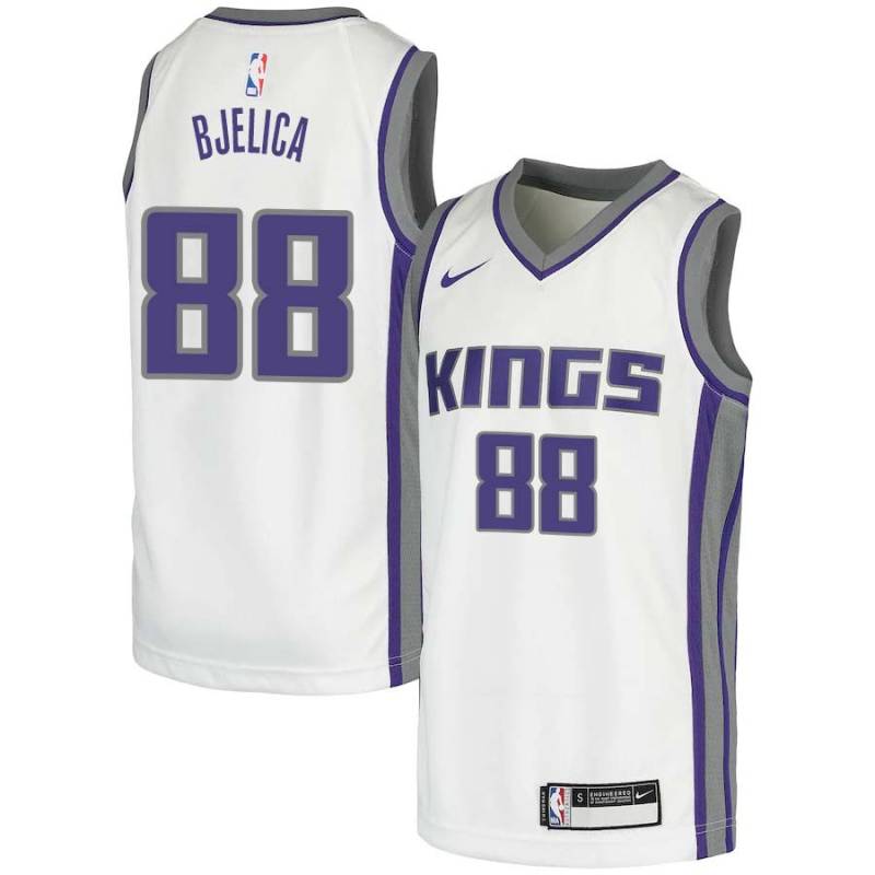 White Nemanja Bjelica Kings #88 Twill Basketball Jersey FREE SHIPPING