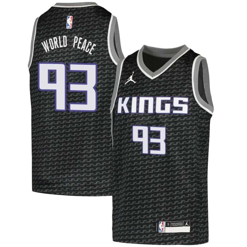 Black Metta World Peace Kings #93 Twill Basketball Jersey FREE SHIPPING