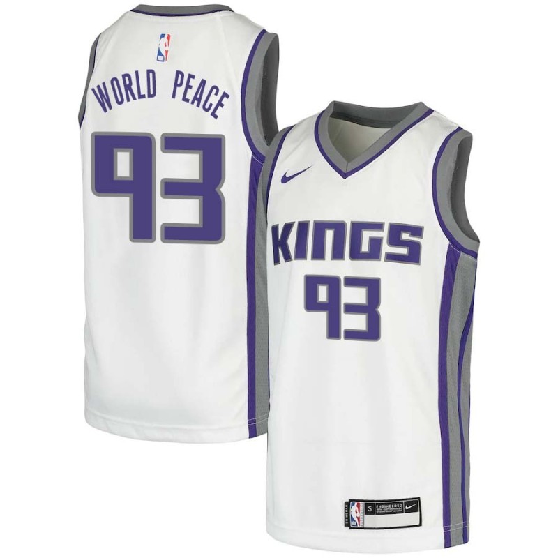 White Metta World Peace Kings #93 Twill Basketball Jersey FREE SHIPPING