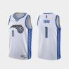 White_Earned Maurice Evans Magic #1 Twill Basketball Jersey FREE SHIPPING