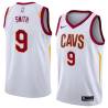 White Randy Smith Twill Basketball Jersey -Cavaliers #9 Smith Twill Jerseys, FREE SHIPPING