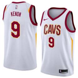 White Larry Kenon Twill Basketball Jersey -Cavaliers #9 Kenon Twill Jerseys, FREE SHIPPING