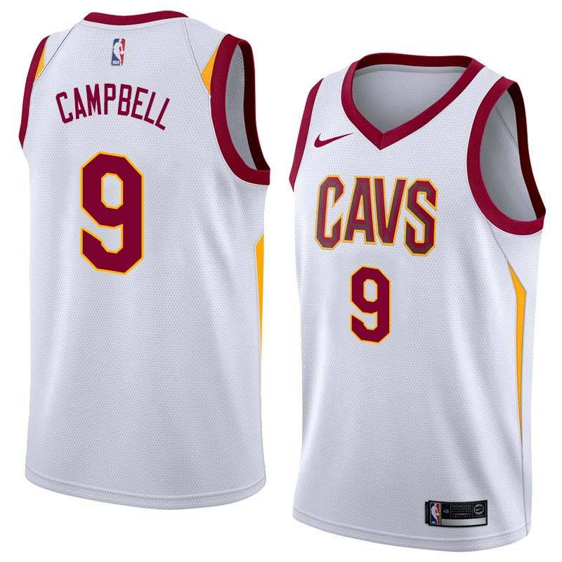 White Tony Campbell Twill Basketball Jersey -Cavaliers #9 Campbell Twill Jerseys, FREE SHIPPING