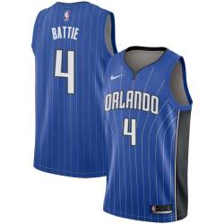 Blue Tony Battie Magic #4 Twill Basketball Jersey FREE SHIPPING