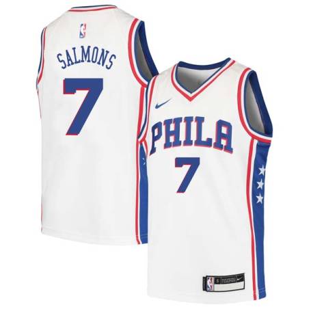 White John Salmons Twill Basketball Jersey -76ers #7 Salmons Twill Jerseys, FREE SHIPPING