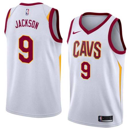 White Cedric Jackson Twill Basketball Jersey -Cavaliers #9 Jackson Twill Jerseys, FREE SHIPPING