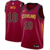 Burgundy Robert Smith Twill Basketball Jersey -Cavaliers #10 Smith Twill Jerseys, FREE SHIPPING