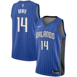 Blue Anthony Bowie Magic #14 Twill Basketball Jersey FREE SHIPPING