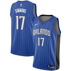 Blue Jonathon Simmons Magic #17 Twill Basketball Jersey FREE SHIPPING