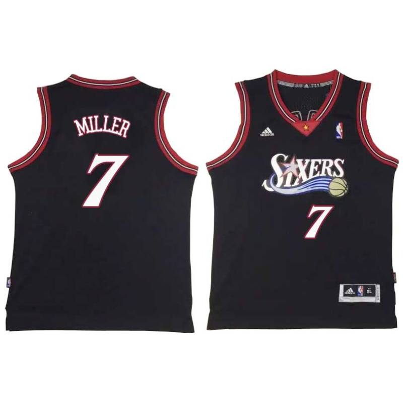 Black Throwback Andre Miller Twill Basketball Jersey -76ers #7 Miller Twill Jerseys, FREE SHIPPING