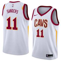 White Mike Sanders Twill Basketball Jersey -Cavaliers #11 Sanders Twill Jerseys, FREE SHIPPING