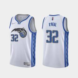 White_Earned Shaquille ONeal Magic #32 Twill Basketball Jersey FREE SHIPPING