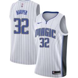 White Justin Harper Magic #32 Twill Basketball Jersey FREE SHIPPING