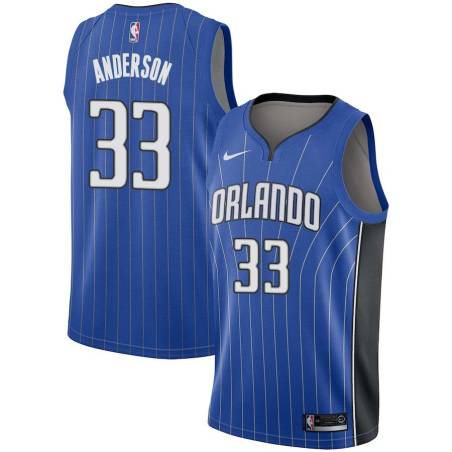 Blue Ryan Anderson Magic #33 Twill Basketball Jersey FREE SHIPPING