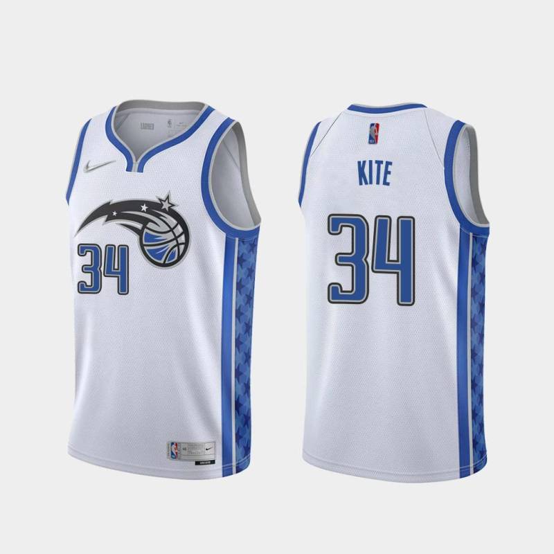 White_Earned Greg Kite Magic #34 Twill Basketball Jersey FREE SHIPPING