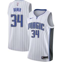 White Travis Diener Magic #34 Twill Basketball Jersey FREE SHIPPING