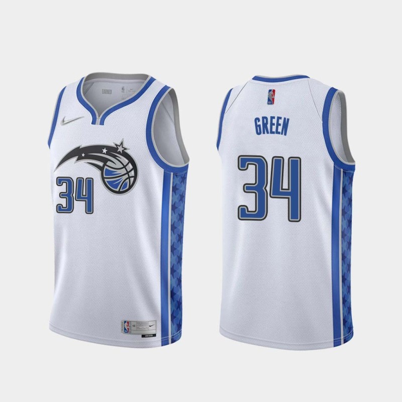 White_Earned Willie Green Magic #34 Twill Basketball Jersey FREE SHIPPING