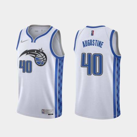 White_Earned James Augustine Magic #40 Twill Basketball Jersey FREE SHIPPING