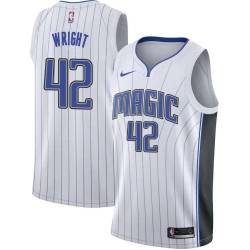 White Howard Wright Magic #42 Twill Basketball Jersey FREE SHIPPING