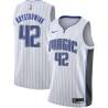 White Larry Krystkowiak Magic #42 Twill Basketball Jersey FREE SHIPPING