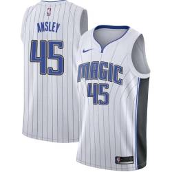 White Michael Ansley Magic #45 Twill Basketball Jersey FREE SHIPPING