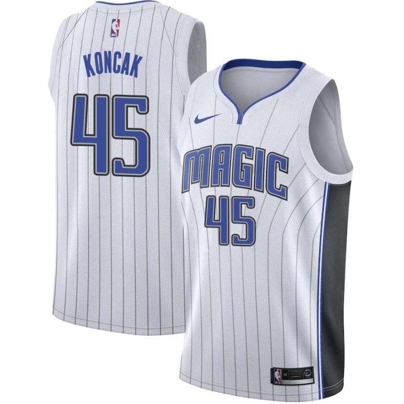 White Jon Koncak Magic #45 Twill Basketball Jersey FREE SHIPPING