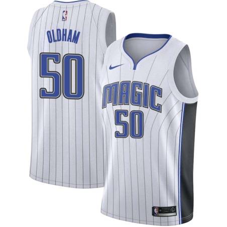 White Jawann Oldham Magic #50 Twill Basketball Jersey FREE SHIPPING