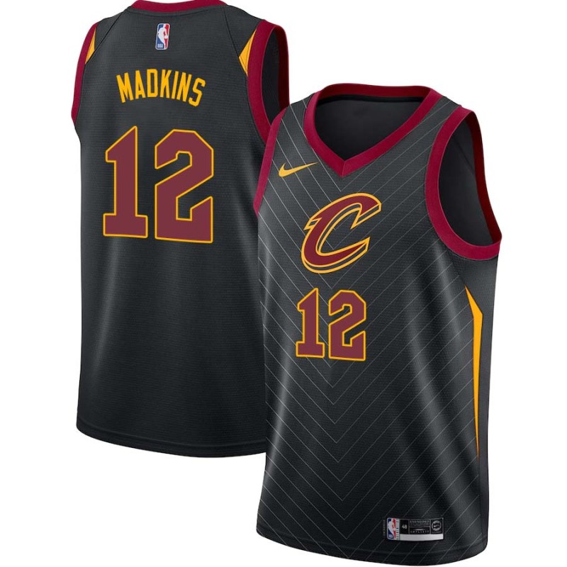 Black Gerald Madkins Twill Basketball Jersey -Cavaliers #12 Madkins Twill Jerseys, FREE SHIPPING