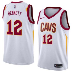 White Elmer Bennett Twill Basketball Jersey -Cavaliers #12 Bennett Twill Jerseys, FREE SHIPPING