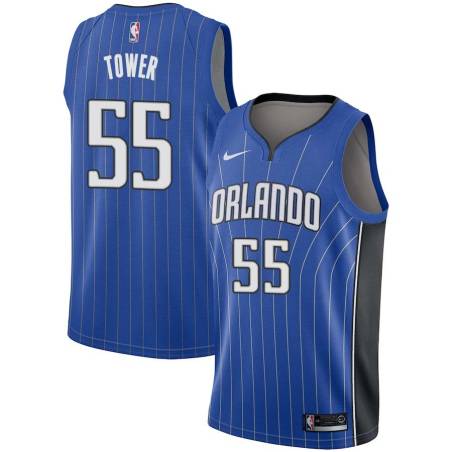 Blue Keith Tower Magic #55 Twill Basketball Jersey FREE SHIPPING