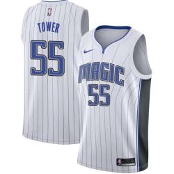 White Keith Tower Magic #55 Twill Basketball Jersey FREE SHIPPING