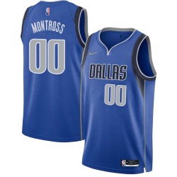 2021-22_Blue_Diamond Eric Montross Mavericks #00 Twill Basketball Jersey FREE SHIPPING