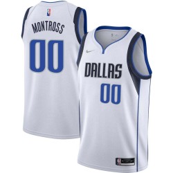 2021-22_White_Diamond Eric Montross Mavericks #00 Twill Basketball Jersey FREE SHIPPING
