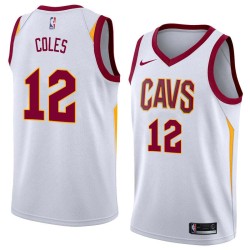 White Bimbo Coles Twill Basketball Jersey -Cavaliers #12 Coles Twill Jerseys, FREE SHIPPING