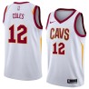 White Bimbo Coles Twill Basketball Jersey -Cavaliers #12 Coles Twill Jerseys, FREE SHIPPING