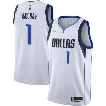 2021-22_White_Diamond Rodney McCray Mavericks #1 Twill Basketball Jersey FREE SHIPPING