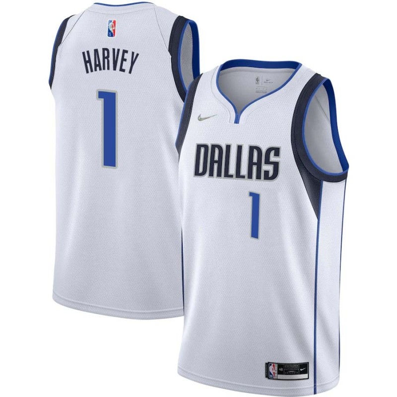 2021-22_White_Diamond Donnell Harvey Mavericks #1 Twill Basketball Jersey FREE SHIPPING