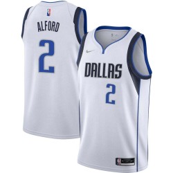 2021-22_White_Diamond Steve Alford Mavericks #2 Twill Basketball Jersey FREE SHIPPING