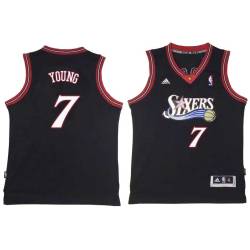 Black Throwback Sam Young Twill Basketball Jersey -76ers #7 Young Twill Jerseys, FREE SHIPPING