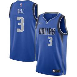 2021-22_Blue_Diamond Charlie Bell Mavericks #3 Twill Basketball Jersey FREE SHIPPING