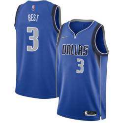 2021-22_Blue_Diamond Travis Best Mavericks #3 Twill Basketball Jersey FREE SHIPPING