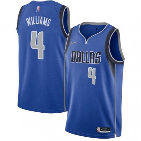 2021-22_Blue_Diamond Shawne Williams Mavericks #4 Twill Basketball Jersey FREE SHIPPING