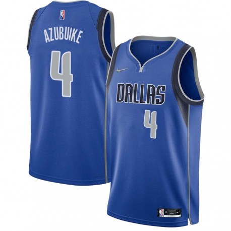 2021-22_Blue_Diamond Kelenna Azubuike Mavericks #4 Twill Basketball Jersey FREE SHIPPING