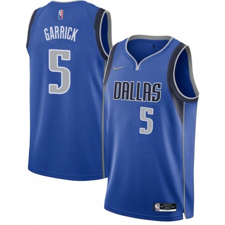 2021-22_Blue_Diamond Tom Garrick Mavericks #5 Twill Basketball Jersey FREE SHIPPING